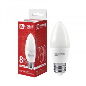 Лампа светодиодная LED-СВЕЧА-VC 8Вт свеча 4000К нейтр. бел. E27 760лм 230В 4690612020457