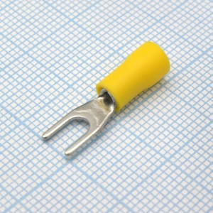 SV1.25-3.7L  Yellow, наконечник кабельный вилочный с изоляцией d=3.7мм, сеч. пров.0.5-1.5мм2