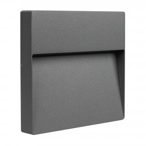 Светильник LGD-TRACE-S215x215-8W Warm3000 (GR, 60 deg, 230V) 029958, Светодиодный накладной квадратный светильник для стен, лестниц, 8Вт. Цвет ТЕПЛЫЙ БЕЛЫЙ 3000K, св.поток 300лм, CRI(Ra)>80, угол 60°, асимметричный свет. Размер 215x215x36мм. Влагозащищенный корпус IP65, алюминий серого цвета. Питание AC230V, 8Вт,