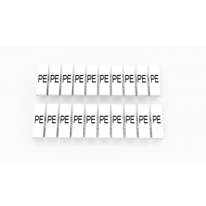 Маркировка (полоска) ZB3.5-10P-19-38Z(H), Кассета с маркировочными шильдиками, для клемм сечением 1,5 мм.кв., верхняя, 10 шильдиков, нанесенные символы: PE, с вертикальным расположением, размер шильдика: 2,95 x 10,7 мм, цвет: белый