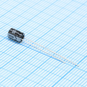 E5R010M50B, Конденсатор алюминиевый электролитический 1мкФ 50В  ±20% (4 х 5мм) радиальные выводы 1.5мм 8мА 1000час 105°С россыпь