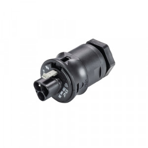 Вилочный разъем в панель RST20I3F S2 M00V SW, Вилочный разъем в панель, М20, 3 полюса, тип фиксации провода: пружинный, номинальные характеристики: 250V, 20A,цвет корпуса:черный,цвет контактной вставки: черный, серия RST Classic