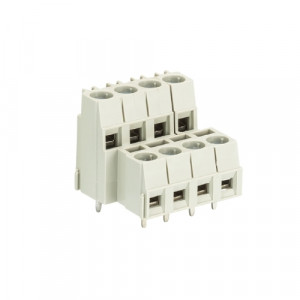 Клемма 8192 E/4/8, Клемма, 2 этажа, горизонтальный подвод кабеля, на плату, шаг: 5.0 мм, 8 полюсов, фиксация провода винтовая, исполнение: с маркировкой, 300V, 10A, цвет: серый