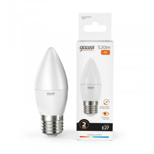 Лампа светодиодная Elementary 8Вт свеча 3000К тепл. бел. E27 520лм 33218