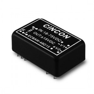 EC6AW-48D12, Преобразователи постоянного тока в постоянный с изоляцией DC-DC Converter, 8 Watt, 4:1 Input Range, DIP, 18-75VDC Input, +/-12VDC Output