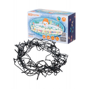 Гирлянда светодиодная СГ100MЗ10, многоцвет., зеленый шнур, 10м, 8 режимов, 250 В, SQ0361-0041