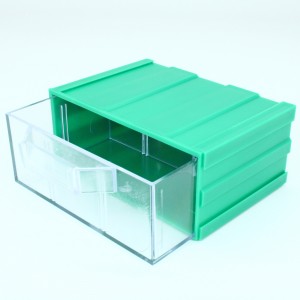 Бокс для р/дет К- 1 прозрачные/зеленый, Пластиковый контейнер для хранения крепежа, радиоэлектронных комплектующих, любых небольших деталей