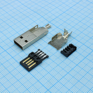 DS1107-BN0, Разъем USB тип A. вилка 4pin. под пайку
