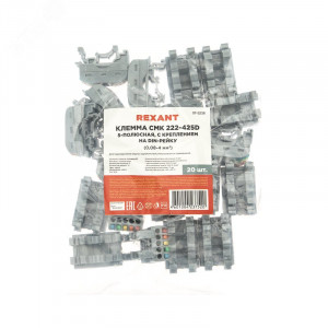 Клемма СМК 222-425D проходная 5-полюсная, с креплением на DIN-рейку (0,08-4 мм2) серая 07-5236