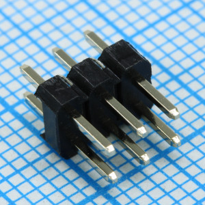 DS1021-2X3SF136-B, Соединитель штыревой, вилка на плату двухрядная прямая 6pin(2x3), шаг 2.54мм
