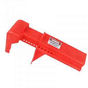 gwrF07, Блокиратор шарового вентиля большой, полипропилен, внешний диаметр трубы – 73-215 мм, ширина блокируемой рукояти – 42 мм, 200х330x65 мм, цвет – красный, 1 шт/упак