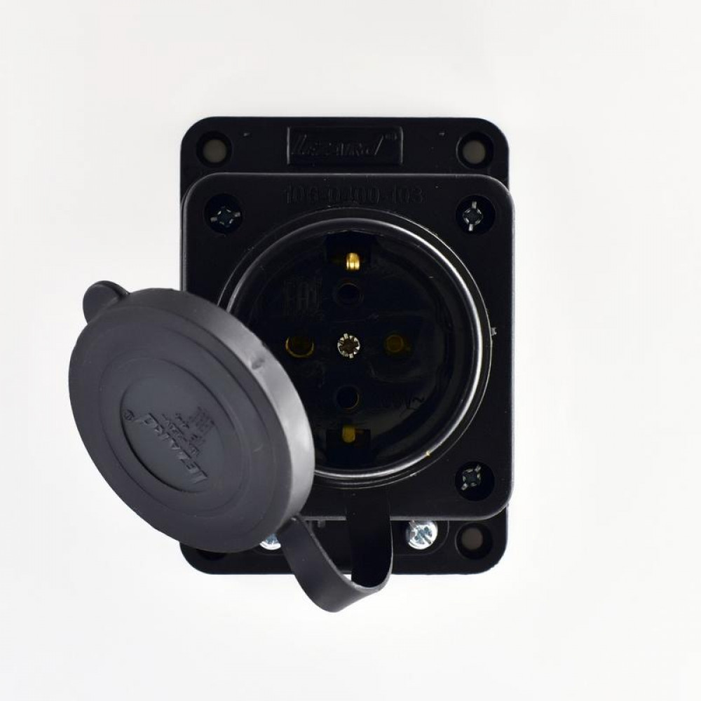 Изображение товара Розетка ОП 16А 2P+PE IP44 220-240В каучук 106-0400-0103/103