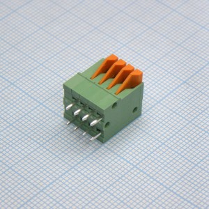 DG141V-2.54-04P-14-00A(H), Нажимной безвинтовой клеммный блок 4 контакта. Зажим типа торцевой контакт. Серия DG141V-2.54