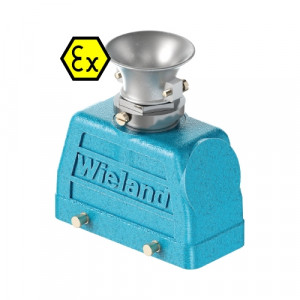 Крышка разъема Ex EX GOT GC16 M25 09IA Z3, Крышка разъема на кабель, типоразмер 16B, взрывозащита, без уплотнителя, 1 кабельный ввод M25x1,5, с разгрузкой на изгиб, IP54, с верхним расположением, без защелок (упоры для двух защелок), материал корпуса: цинковый сплав