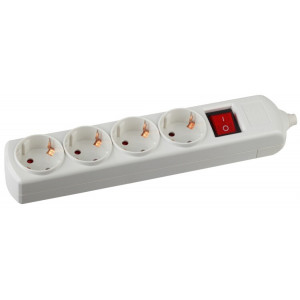 Колодка K-4es 4 розетки с зазeмлением с выключателем C0045324