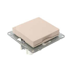 Механизм розетки, 16А, IP44, с заземлением, со шторками, c крышкой, кремовый Эпика EKF UP1-SOI-111-44