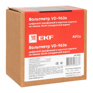 Вольтметр VD-963s цифровой на панель 96x96 (квадратный вырез) трехфазный в коротком корпусе EKF PROxima VD-963s