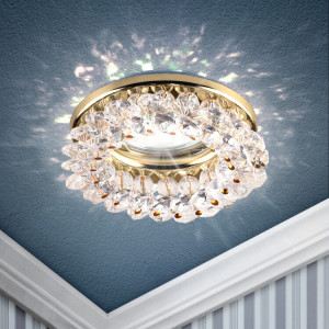 DK16 GD/WH Светильник декор "круглый с мелкими хрусталиками" золото/прозрачный (30/1080) C0043749