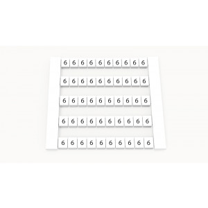Маркировка (в кассетах) DEK5-50P-19-80Z(H), Кассета с маркировочными шильдиками, для клемм сечением 2,5 мм.кв., боковая, 50 шильдиков, нанесенные символы: 6, с вертикальным расположением, размер шильдика: 4,8 x 5,5 мм, цвет: белый