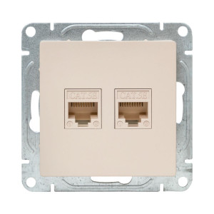 Механизм розетки RJ45 - 2шт, (cat5), кремовый Эпика EKF UP1-SOI-2RJ45-5