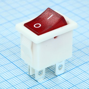 R19-20IWRBT2-G, Выключатель клавишный 6А 250В ON-OFF 4 Pin -белый- с красной подсветкой