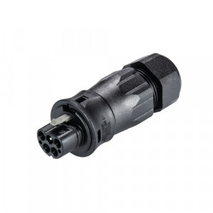 Вилочный разъем на кабель RST20I5S S1 ZR3 V SW, Вилочный разъем на кабель диаметром 13-18 мм, 5 полюсов, тип фиксации провода: винтовой, номинальные характеристики: 250/400V, 20A, цвет корпуса: черный, цвет контактной вставки: черный, серия RST Classic