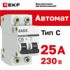 Выключатель автоматический модульный 2п C 25А 4.5кА ВА 47-29 Basic EKF mcb4729-2-25C