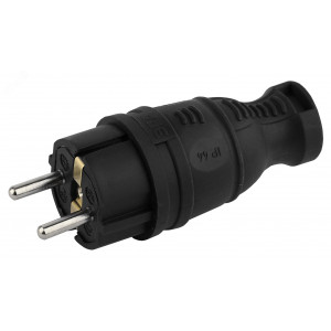 Вилка каучуковая с заземл. прям. 16А IP44 черн. Б0044540