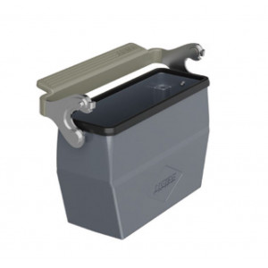 Крышка разъема H24B-CTCH-1L-M32, Крышка разъема на кабель, типоразмер 24B, высокое исполнение, с уплотнителем, 1 отверстие с резьбой для кабельных вводов M32x1,5, с верхним расположением, с одной металлической защелкой, материал корпуса: алюминиевый сплав