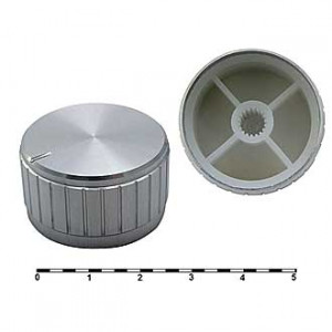 30X17BL, Ручка управления на вал 6 мм с насечкой, серебристая D=30мм, h=70мм