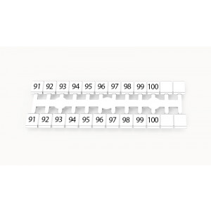 Маркировка (в кассетах) ZK5-24P-19-20Z(H), Кассета с маркировочными шильдиками, для клемм сечением 2,5 мм.кв., боковая, 24 шильдика, нанесенные символы: 91...100 + 2 чист, 2 ряда с вертикальным расположением, размер шильдика: 4,6 х 5 мм, цвет: белый