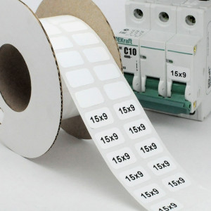 Маркировка прямоугольная NPP-15х09 W, Маркировочная наклейка, для позиционного обозначения электрооборудования в шкафу и маркировки провода, размер 15х9 мм, цвет белый, для принтера: RT200, RT230, в упаковке 6000 наклеек