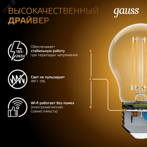 Лампа светодиодная филаментная Black Filament 10Вт A60 грушевидная 2700К тепл. бел. E27 930лм 102802110