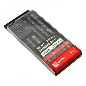 Набор буров по бетону SDS-plus (5/110; 6/110; 6/160; 8/160; 10/160) 2 резца 4S спираль Master db-h5-2x4