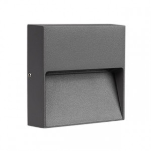 Светильник LGD-TRACE-S100x100-4W Warm3000 (GR, 65 deg, 230V) 029960, Светодиодный накладной квадратный светильник для стен, лестниц, 4Вт. Цвет ТЕПЛЫЙ БЕЛЫЙ 3000K, св.поток 160лм, CRI(Ra)>80, угол 65°, асимметричный свет. Размер 100x100x30мм. Влагозащищенный корпус IP65, алюминий серого цвета. Питание AC230V, 4Вт