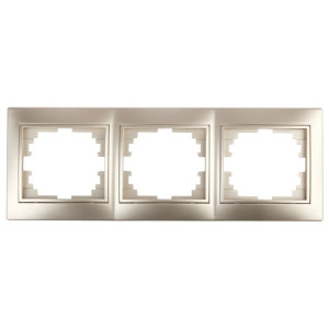 Рамка для розеток и выключателей Plano 1-503-04 на 3 поста горизонтальная, СУ, шампань Б0030099