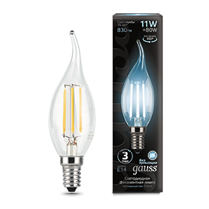Лампа светодиодная филаментная Black Filament 11Вт свеча на ветру 4100К нейтр. бел. E14 830лм 104801211
