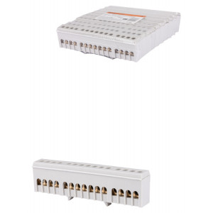 Шина "L" "фаза" в сером изоляторе на DIN-рейку 6x9мм 15 групп SQ0801-0213