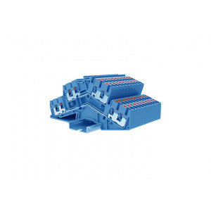 Этажная клемма TPDS2.5-4-BU, Этажная клемма, 2 этажа, 2 x 4 точки подключения, тип фиксации провода: Push-in, номинальное сечение: 2,5 мм кв., 20A, 800V, ширина: 5,2 мм, цвет: синий, тип монтажа: DIN35