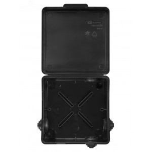 Распаячная коробка ОП 100х100х55мм, крышка, IP54, 8вх., черная, инд. штрихкод SQ1401-0913