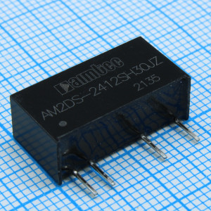AM2DS-2412SH30JZ, DC/DC, 2Вт, вход 21.6…26.4В, выход 12В/0.017…0.167А, изоляция 3000В DC, КПД 84%, максимальная емкостная нагрузка не более 560мкФ, SIP7, 19.65x7.05x10.16мм, -40…105°C, пластик