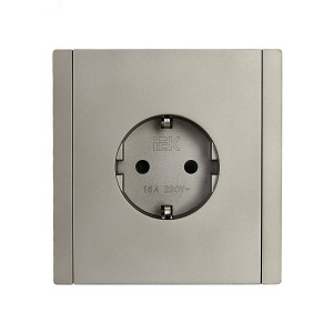 FORTE&PIANO Розетка 1-местная с заземлением с защитными шторками винтовое крепление 16А FP515 сталь IEK FP-R14-16-K46