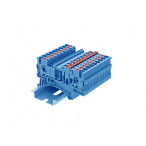 Клемма с размыкателем TPK2.5-2-BU, Клемма с ножевым размыкателем, тип фиксации провода: Push-in, номинальное сечение: 2,5 мм кв., 20A, 400V, ширина: 5,2 мм, цвет: синий, тип монтажа: DIN35
