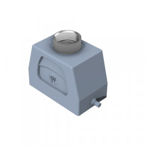 Крышка разъема BAS GOT GI 16 M32 69 A2, Крышка разъема на кабель, типоразмер 16B, без уплотнителя, 1 отверстие с резьбой для кабельных вводов M32x1,5, с резьбовым удлинителем, с верхним расположением, без защелки (упоры под одну защелку), материал корпуса: алюминиевый сплав