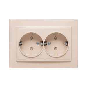 Розетка 2-м СП Минск 16А IP20 с заземл. защ. шторки бел. Basic ERR16-128-100