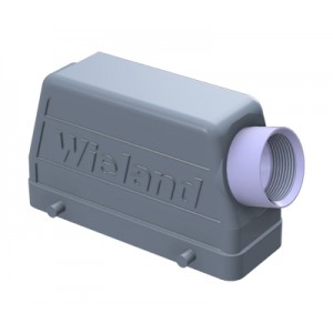 Крышка разъема 72.353.2435.2, Крышка разъема на кабель, типоразмер 24B, без уплотнителя, 1 отверстие с резьбой для кабельных вводов M32x1,5, с резьбовым удлинителем, с боковым расположением, без защелок (упоры для двух защелок), материал корпуса: алюминиевый сплав