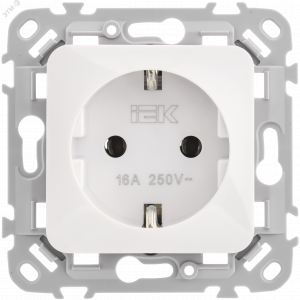 FLITE Розетка с заземлением без защитных шторок безвинтовое крепление 16А РС11-1-ФлБ белый IEK FI-R11-16-1-K01