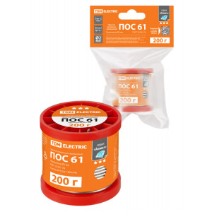 Припой ПОС 61, проволока, ГОСТ 21931-76, 2 мм, 200 г, катушка, инд. упак., "Алмаз" SQ1025-1808