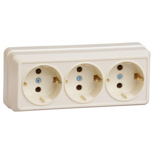 Розетка 3-м ОП Октава РС23-3-ОК 16А IP20 с заземл. крем. ERO31-K33-16-DC
