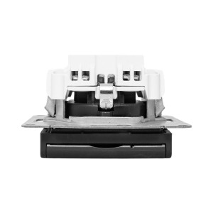 Механизм розетки, 16А, IP44, с заземлением, со шторками, c крышкой, ч-рный Эпика EKF UP1-SOB-111-44